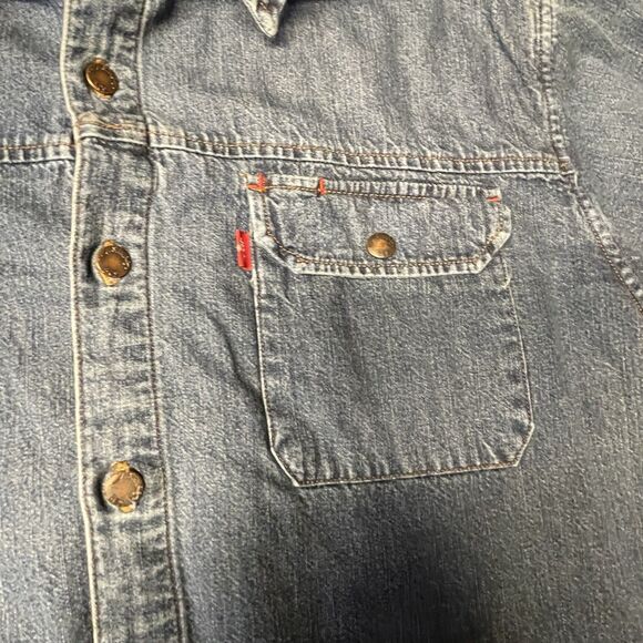 Levi’s Men’s Size L Flannel Lined Denim Button Down Long Sleeve Western Shirt - Picture 3 of 16